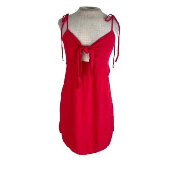 L.A. Hearts Keyhole Gauzy Mini Dress Red M Medium - Picture 1 of 8